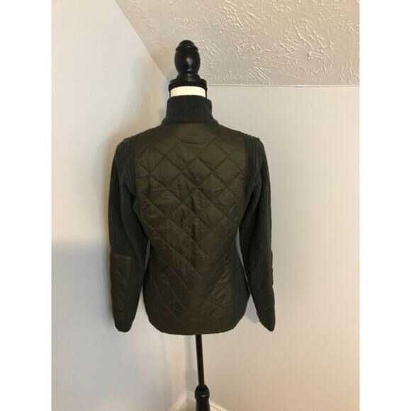 Barbour Ladies Quilt Full Zip Long Green Sweater/Jacket - Size 12 - Picture 4 of 12